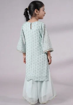 Embellished Georgette Pakistani Suit in Sky Blue