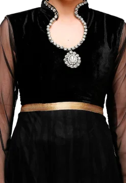 Embellished Net Anarkali Suit in Black