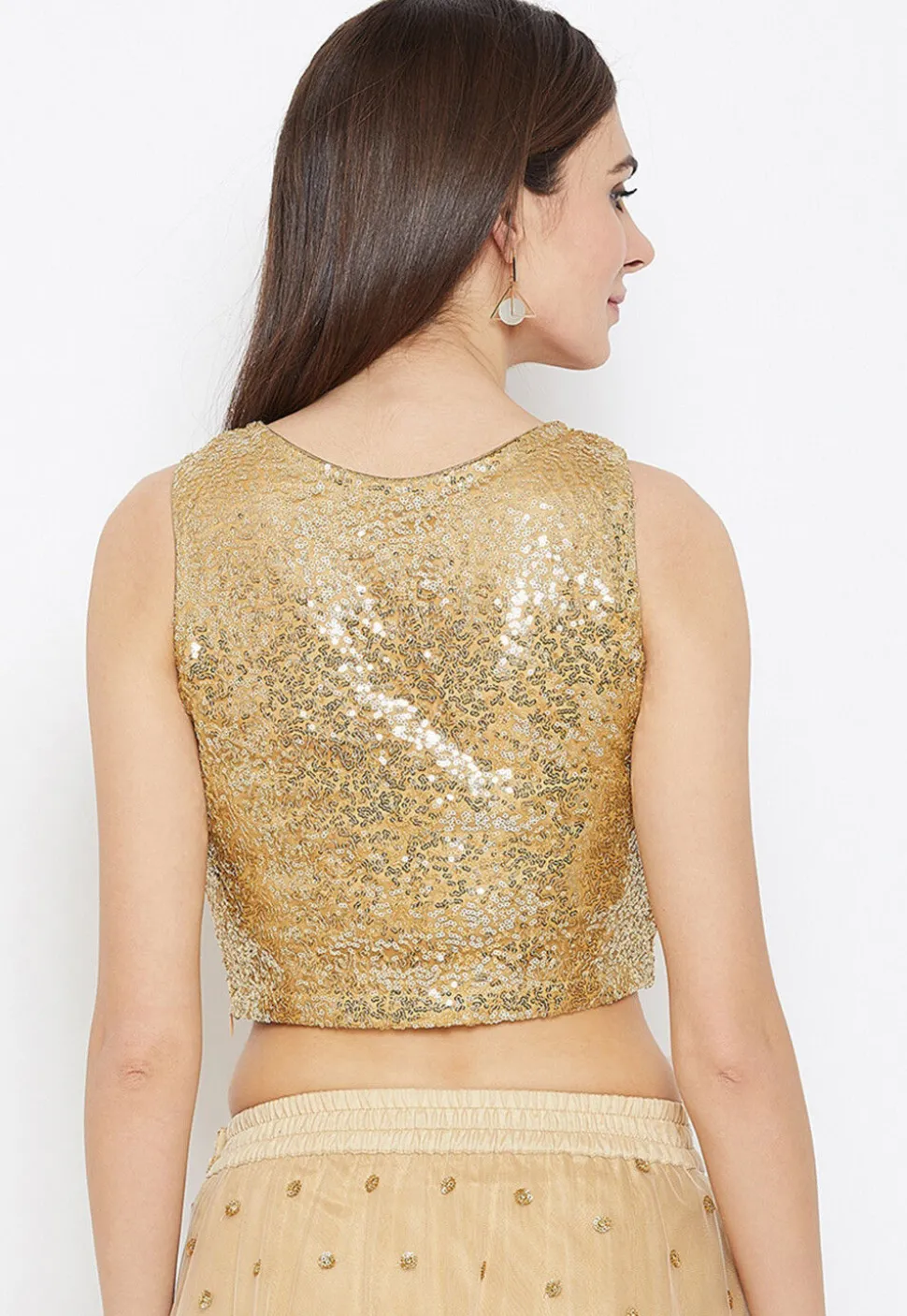 Embellished Net Blouse in Golden