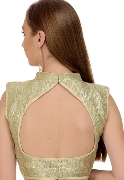 Embellished Net Blouse in Golden