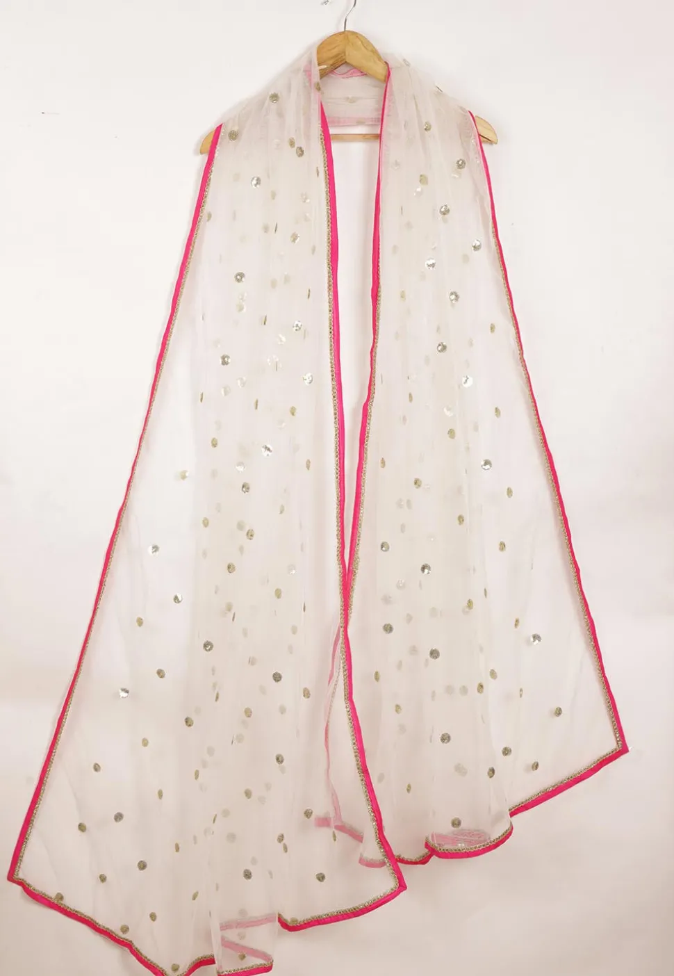 Embellished Net Dupatta in White