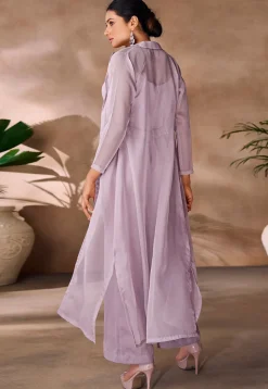 Embellished Organza Jumpsuit in Purple
