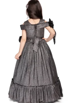 Embellished Polyester Gown in Grey