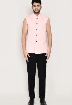 Embellished Polyester Jodhpuri Suit in Peach