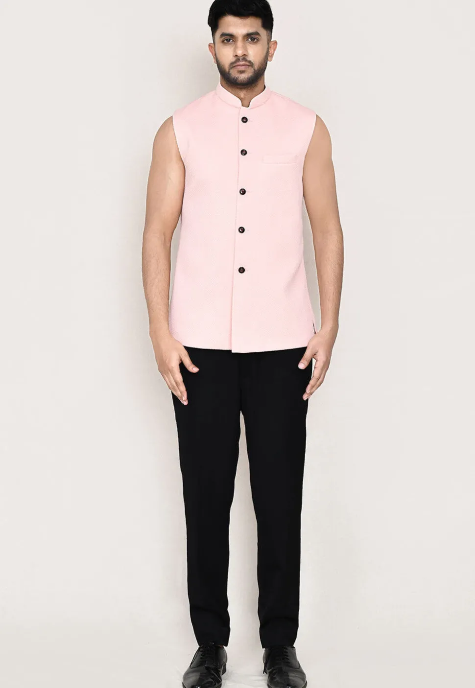 Embellished Polyester Jodhpuri Suit in Peach