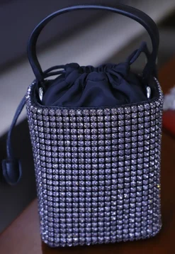 Embellished Polyester Potli Bag in Black