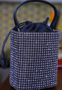 Embellished Polyester Potli Bag in Black
