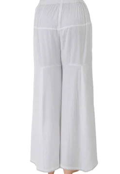 Embellished Rayon Slitted Palazzo in White