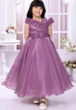 Embellished Satin Gown in Purple