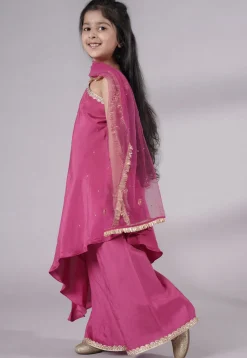 Embellished Shantoon Asymmetric Pakistani Suit in Pink