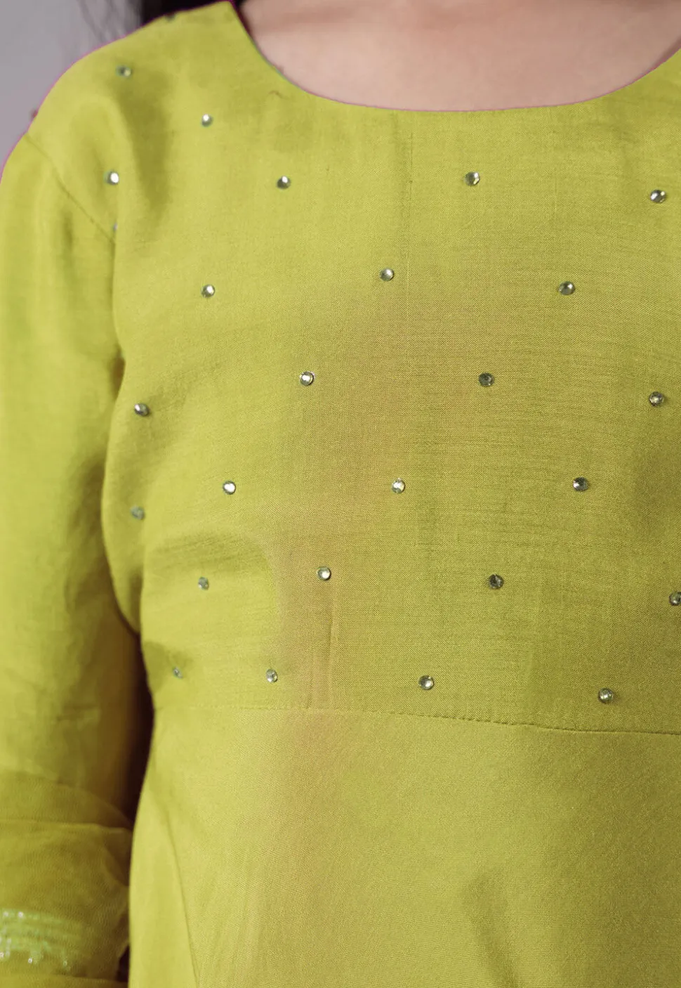 Embellished Shantoon Punjabi Suit in Olive Green