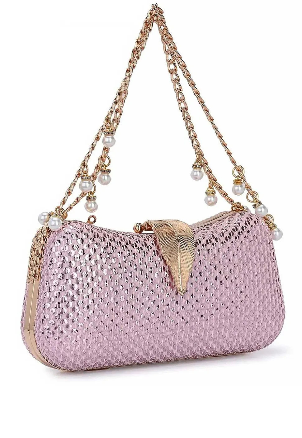 Embellished Synthetic Rectangular Clutch Bag in Light Purple