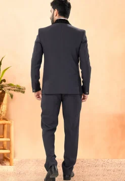 Embellished Terry Rayon Tuxedo in Grey