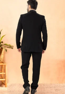 Embellished Terry Rayon Tuxedo in Black