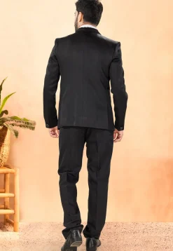 Embellished Terry Rayon Tuxedo in Black