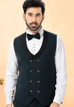 Embellished Terry Rayon Tuxedo in Dark Teal Blue