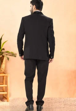 Embellished Terry Rayon Tuxedo in Black