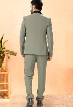 Embellished Terry Rayon Tuxedo in Dusty Green