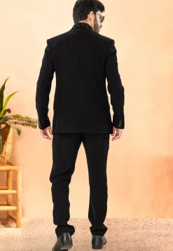 Embellished Terry Rayon Tuxedo in Black