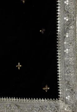 Embellished Velvet Mens Dupatta in Black
