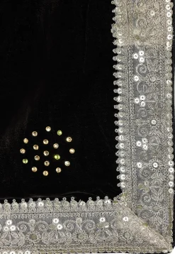 Embellished Velvet Mens Dupatta in Brown