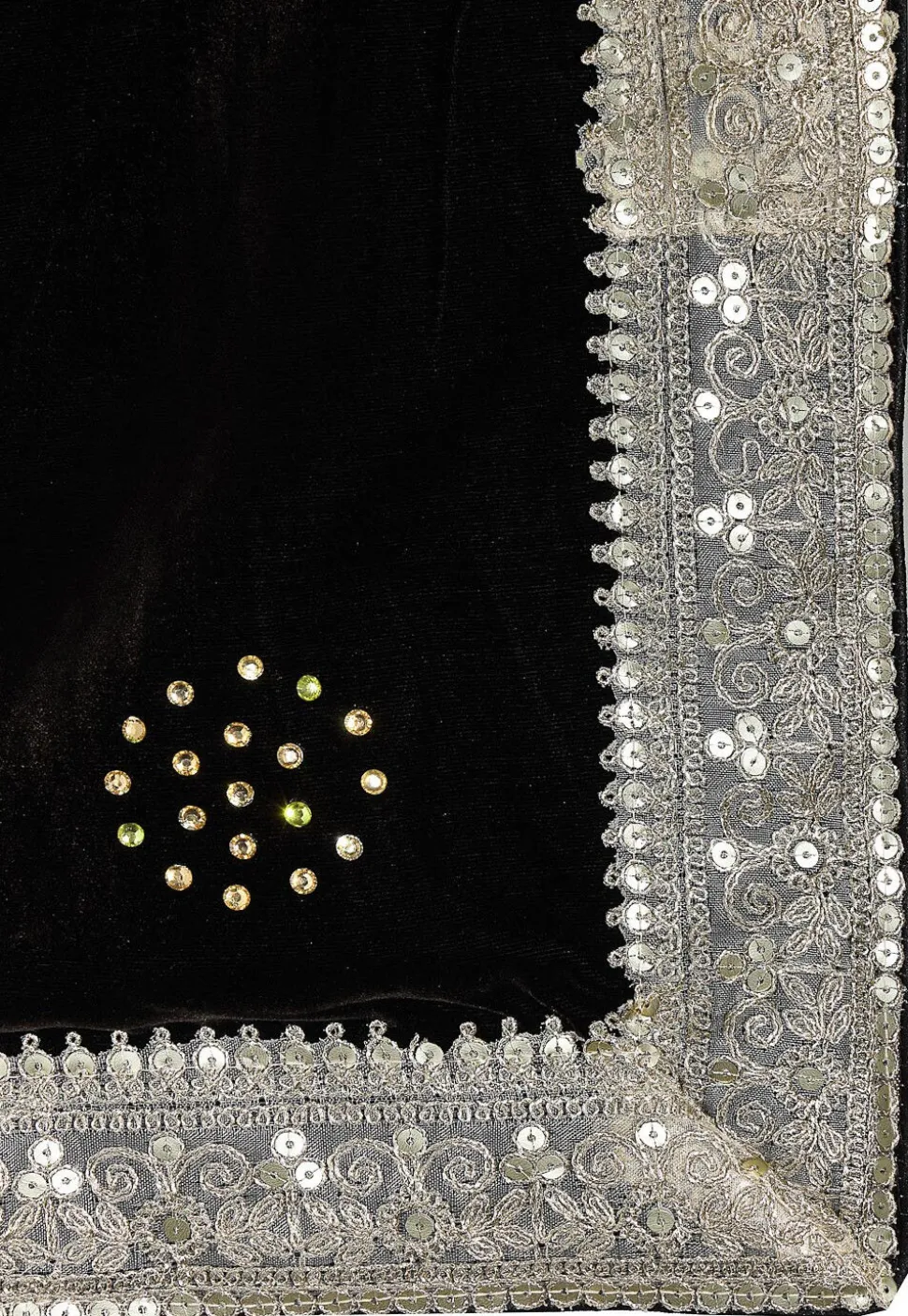 Embellished Velvet Mens Dupatta in Brown
