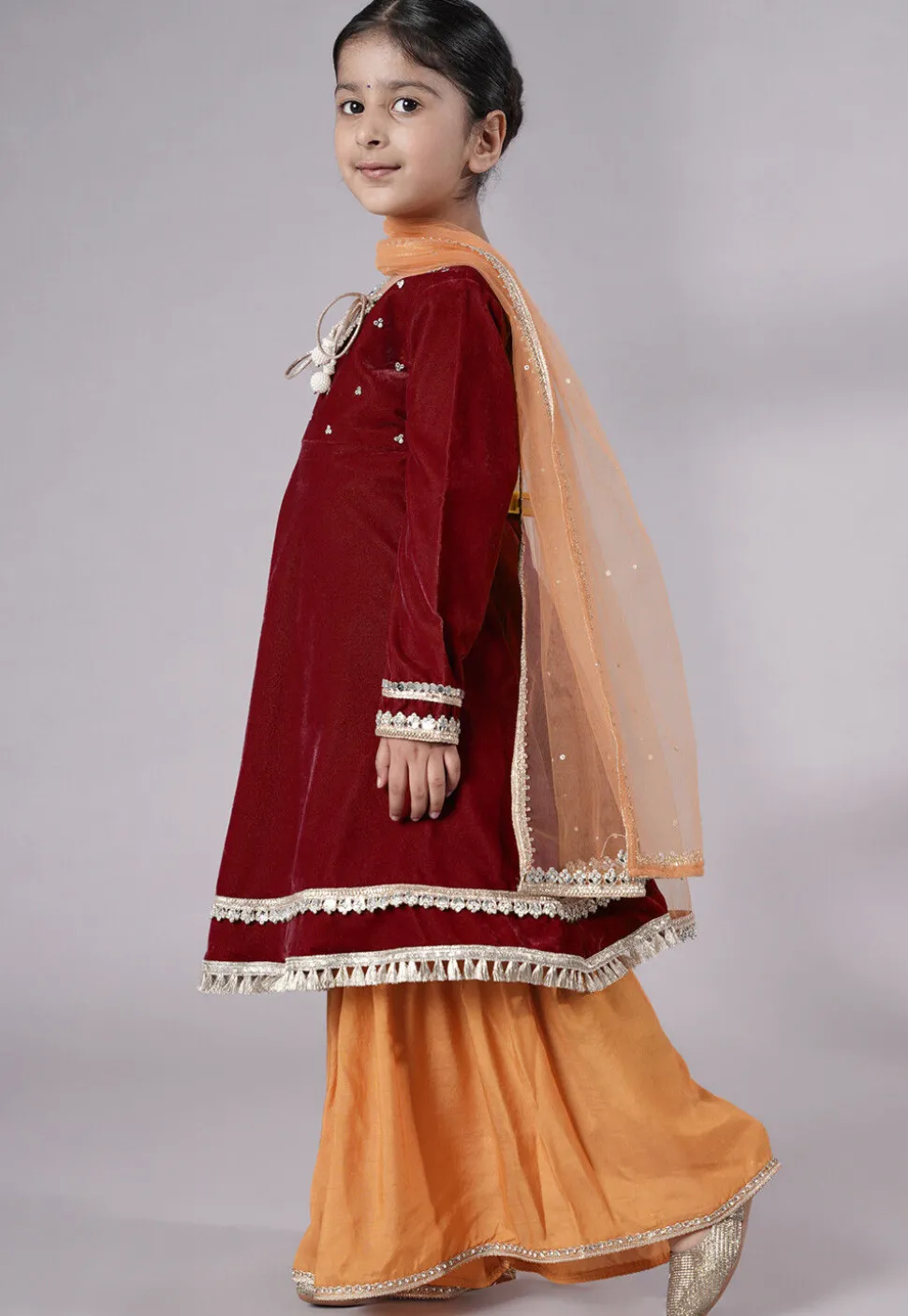 Embellished Velvet Pakistani Suit in Maroon