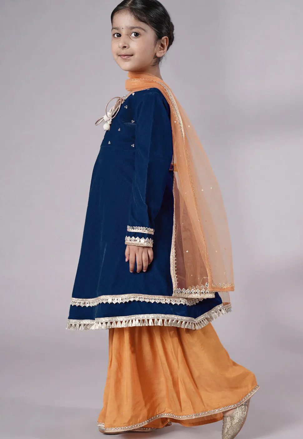 Embellished Velvet Pakistani Suit in Teal Blue