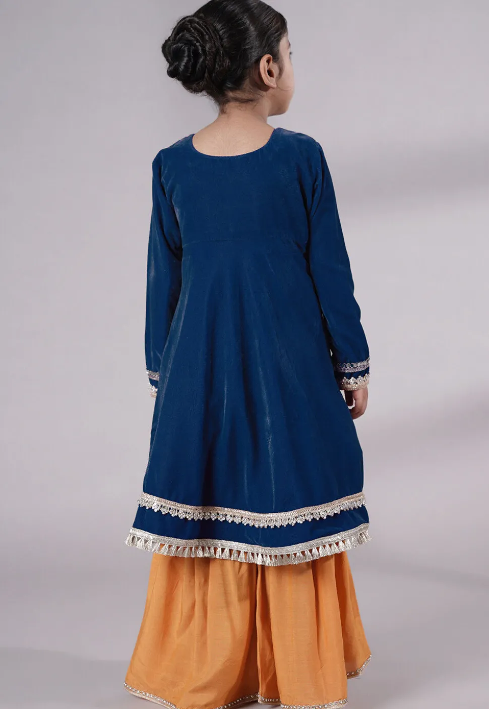 Embellished Velvet Pakistani Suit in Teal Blue