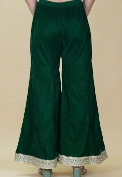Embellished Velvet Sharara in Dark Green