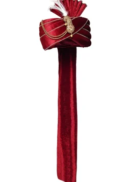 Embellished Velvet Turban in Maroon