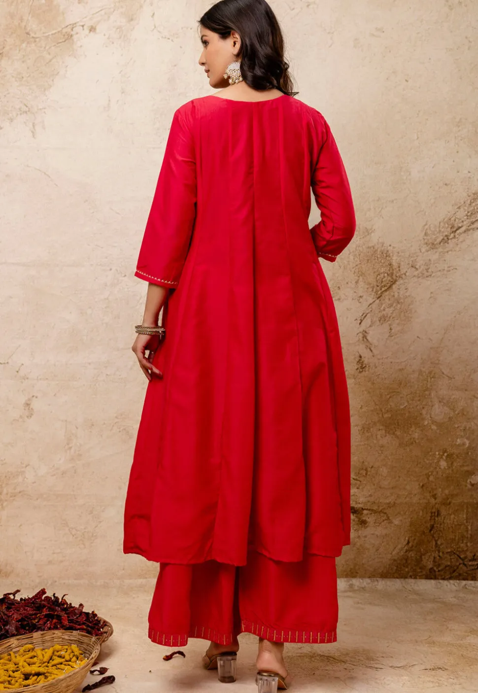 Embroidered Art Silk Anarkali Suit in Fuchsia