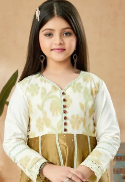 Embroidered Art Silk Anarkali Suit in Brown