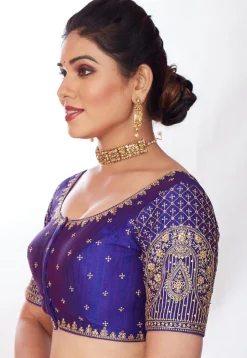 Embroidered Art Silk Blouse in Purple