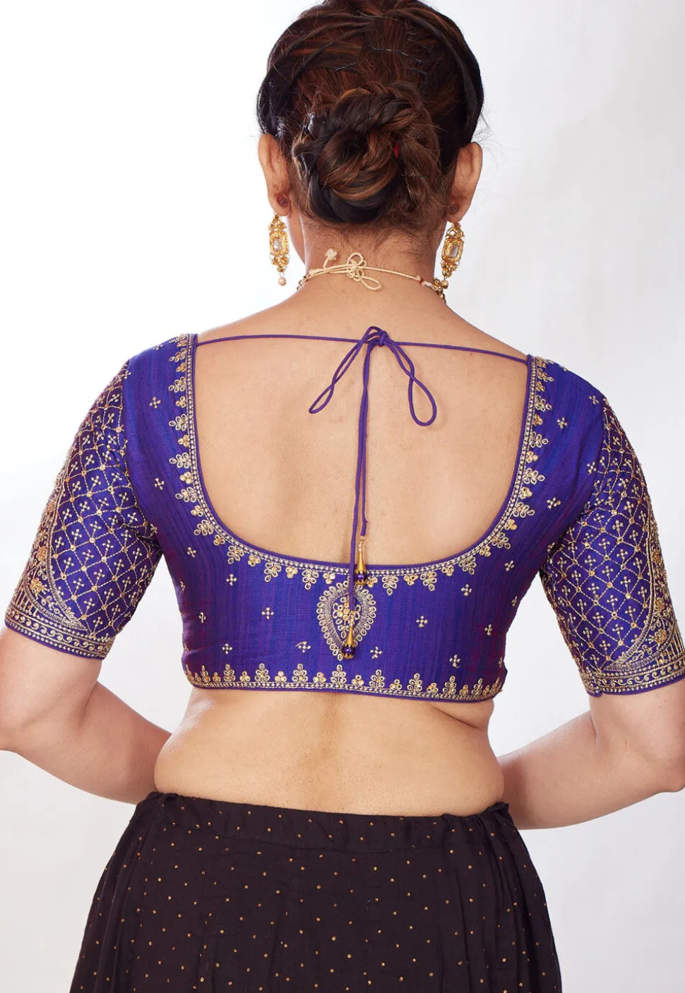 Embroidered Art Silk Blouse in Purple