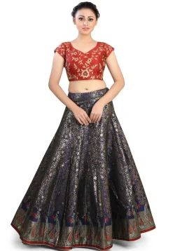 Embroidered Art Silk Blouse in Maroon