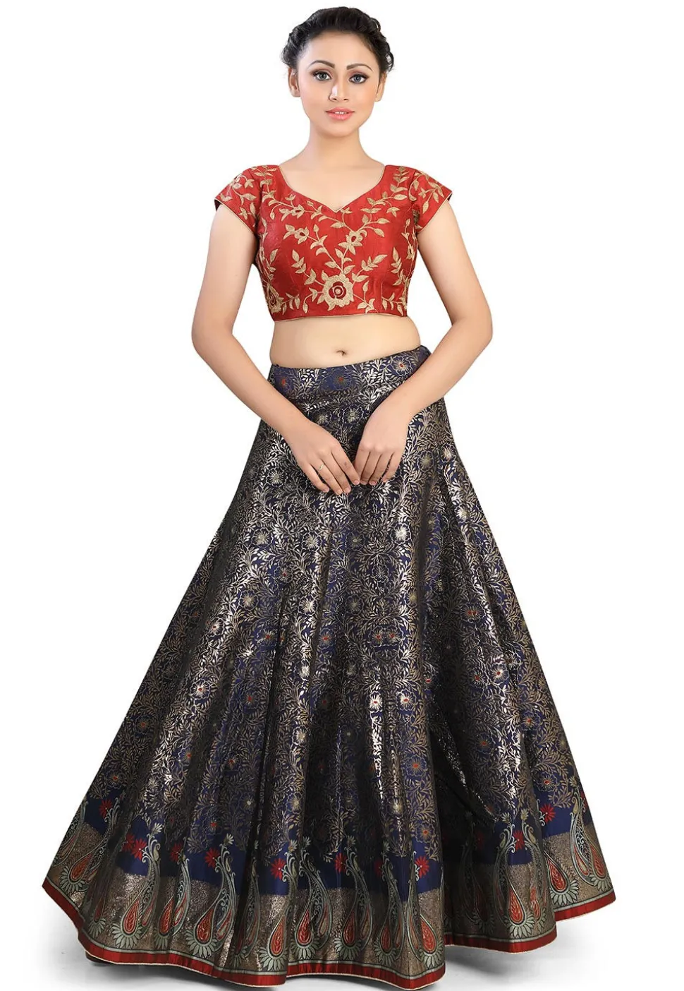 Embroidered Art Silk Blouse in Maroon