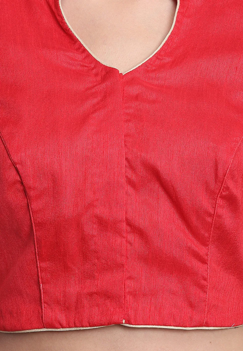 Embroidered Art Silk Blouse in Red