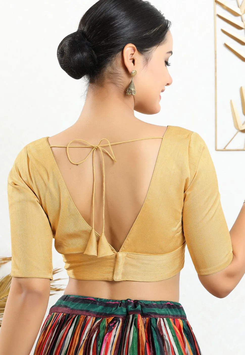 Embroidered Art Silk Blouse in Beige and Multicolor