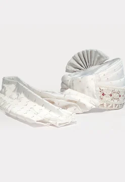 Embroidered Art Silk Jacquard Turban in White