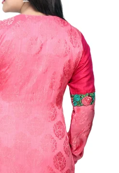 Embroidered Art Silk Jacquard Punjabi Suit in Pink