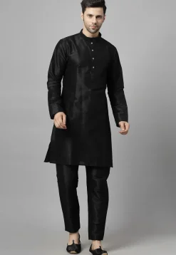 Embroidered Art Silk Jodhpuri Suit in Black