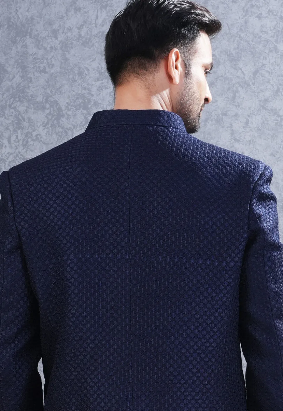 Embroidered Art Silk Jodhpuri Suit in Navy Blue
