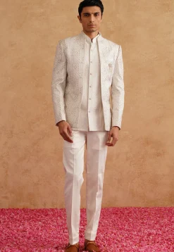 Embroidered Art Silk Jodhpuri Suit in White