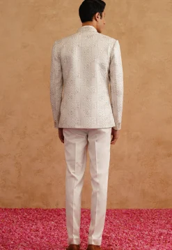 Embroidered Art Silk Jodhpuri Suit in White