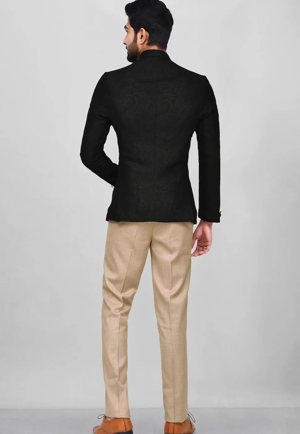 Embroidered Art Silk Jodhpuri Suit in Black
