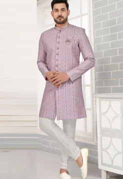 Embroidered  Art Silk Kurta Set in Purple