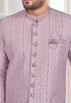 Embroidered  Art Silk Kurta Set in Purple