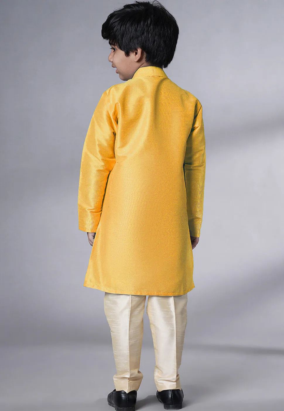 Embroidered Art Silk Kurta Set in Yellow