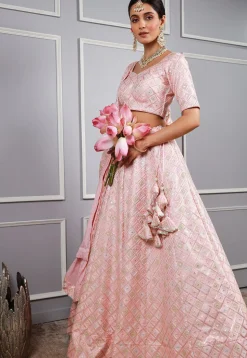 Embroidered Art Silk Lehenga in Baby Pink